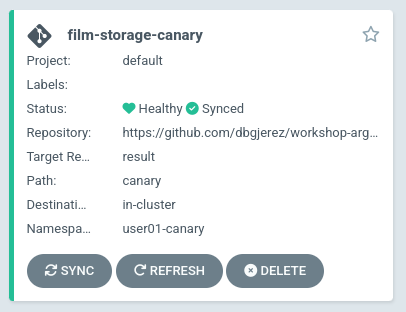 ArgoCD film-storage-canary strategy